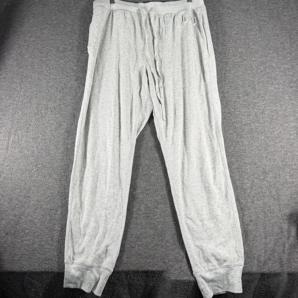 Polo Ralph Lauren Lounge Pants Mens XL Gray Waffle Knit Thermal Sleepwear Pocket